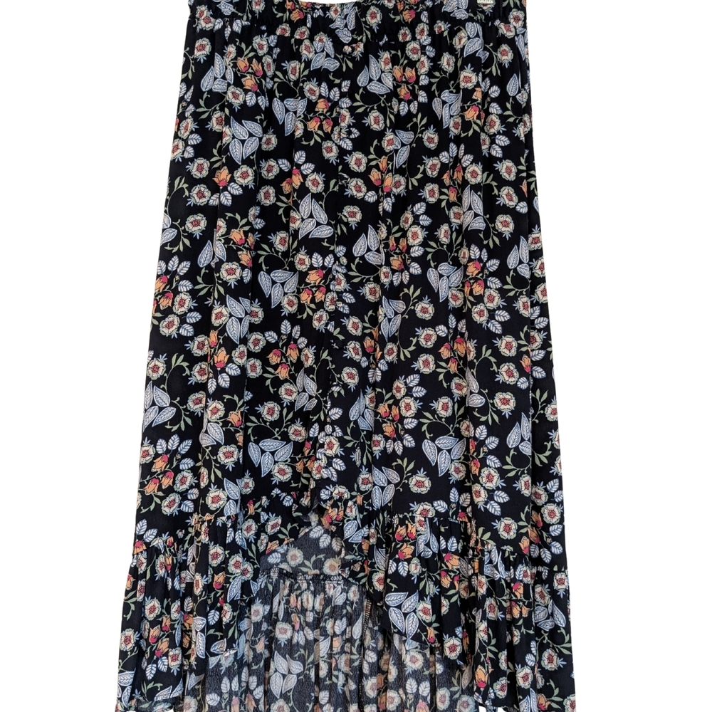 LOFT Navy Floral A-Line Skirt